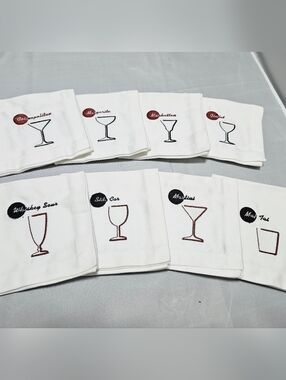 Pottery Barn Retro Embroidered Cocktail Napkin Set